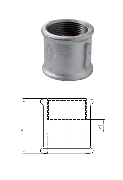 Manicotto dx-sx F-F Ghisa Zincata